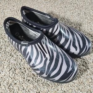 Sloggers Zebra Striped Made In USA Sz 9 Slip On Shoes